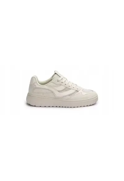 Sneakers femei TORO WAVE - piele naturala si alb - Ecru