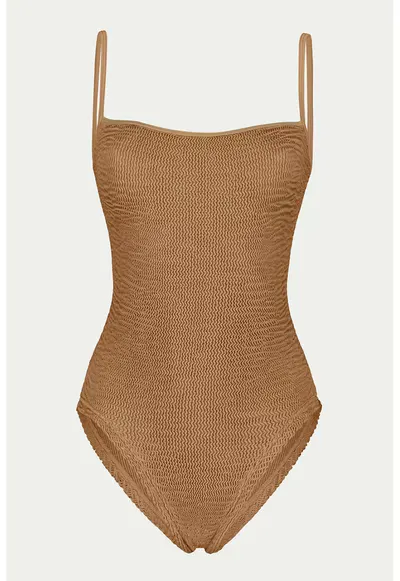 Costum de baie intreg uni - Maro camel