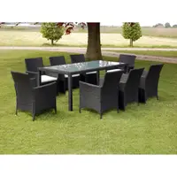 Gossi set mobilier de exterior cu perne, 9 piese, negru, poliratan