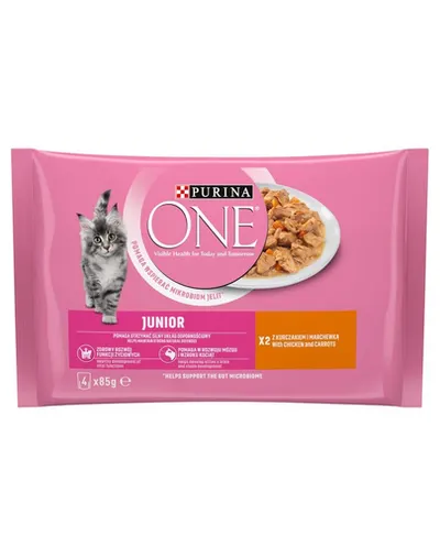 PURINA ONE Junior hrană umedă pisici pui în sos 4x85 g