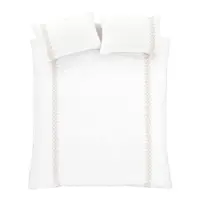 Lenjerie de pat albă-bej din bumbac pentru pat dublu 200x200 cm Embroidery Leaf – Bianca