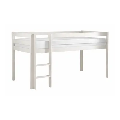 Pat pentru copii supraetajat alb din lemn masiv de pin 90x200 cm PINO – Vipack
