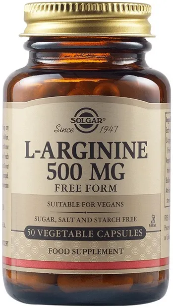 L-Arginine, 500 mg, 50 capsule vegetale, Solgar