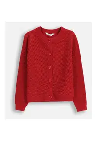 Cardigan ZC5172202EJG-009 - pentru fete - rosu - lana groasa - maneci lungi