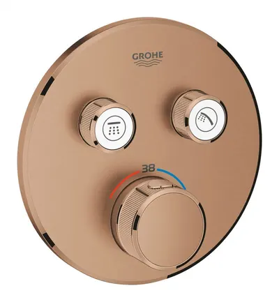 Baterie dus Grohe Grohtherm Smartcontrol 29119DL0, 2 iesiri, termostat, push&turn, masca metalica, filtru impuritati, necesita set fixare, mat, Warm sunset