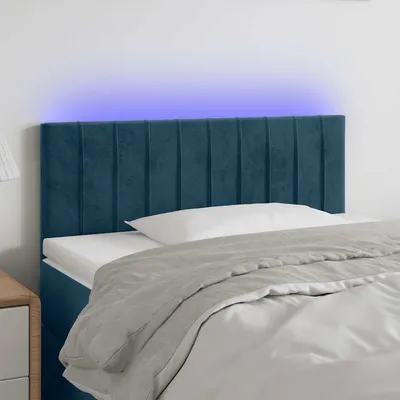 vidaXL Tăblie de pat cu LED, albastru închis, 80x5x78/88 cm, catifea