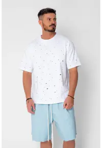 Tricou regular Ripped White 21183 - Alb optic