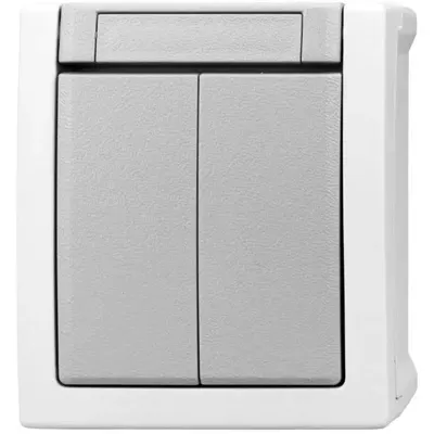 Intrerupator Dublu Visio50, Aparent Alb, IP54, Conexiune Elastica, Schrack