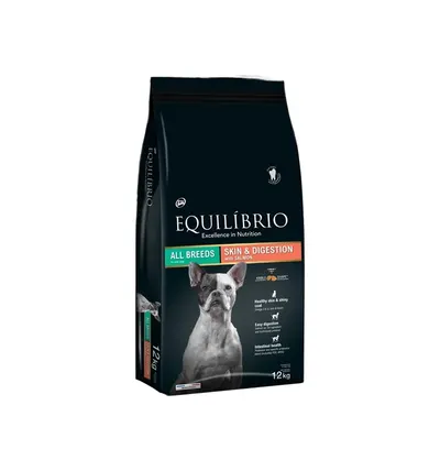 Equilibrio Skin & Digestion, hrana uscata caini, pentru piele si digestie, cu somon, 12 kg