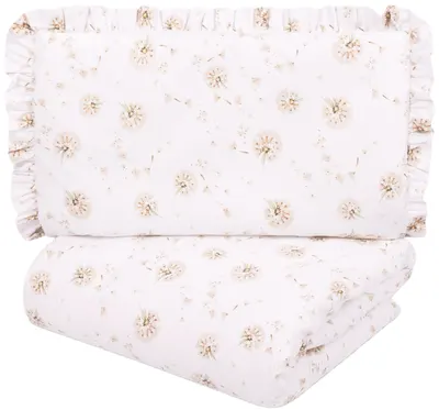 Set de lenjerie de pat pentru bebeluși din 2 piese Sensillo - Păpădii bej, 100 х 135 cm