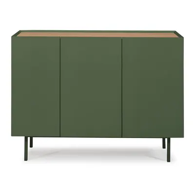 Comodă verde joasă cu aspect de lemn de stejar 110x85 cm Arista – Teulat