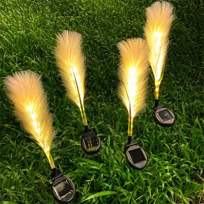 Set 2 Lampi Solare Decorative tip Iarba Pampas cu LED 70cm, lumina calda, IP66