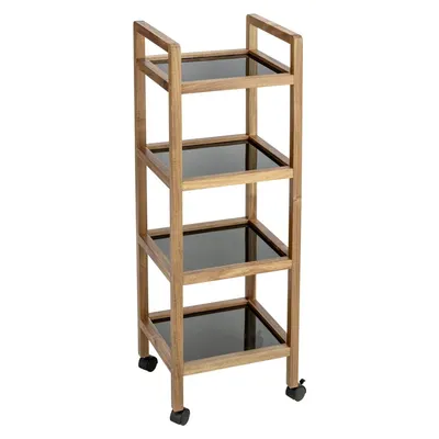 Etajeră de baie neagră/în culoare naturală din lemn de acacia 35x101,5 cm Fondi – Wenko