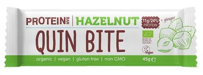 Baton proteic bio, alune de pădure, 45 g, Quin Bite