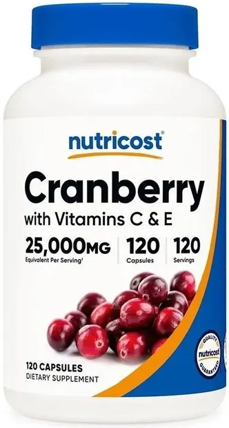 Cranberry with Vitamins C & E, 120 capsule, Nutricost