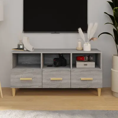 vidaXL Comodă TV, gri sonoma, 102x36x50 cm, lemn compozit