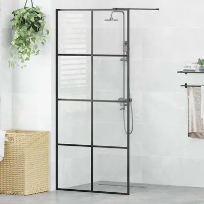 vidaXL Paravan de duș walk-in negru 90x195 cm sticlă ESG transparentă