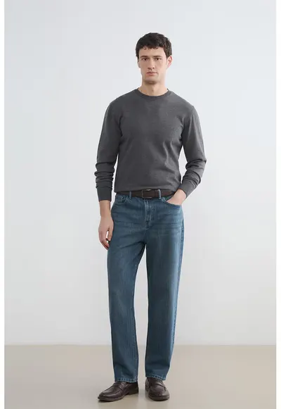 Blugi regular fit cu buzunare 779 - Albastru inchis/Albastru petrol