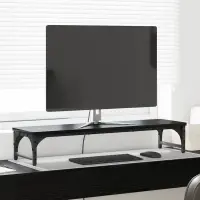 vidaXL Suport pentru monitor Stejar Negru 85 x 23 x 15,5 cm