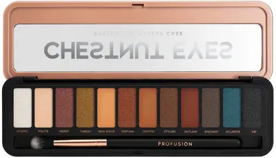 Profusion Cosmetics Paletă de farduri de pleoape Chestnut, 12 culori