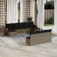 Gossi set mobilier de gradina cu perne, 10 piese, gri, poliratan