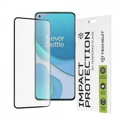 Folie de protectie Ecran Techsuit pentru OnePlus 8T, Sticla Securizata, Full Glue, 111D, Neagra