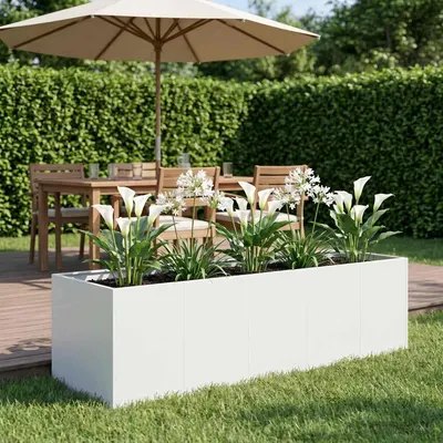 vidaXL Vază pentru Grădină Alb 200 x 80 x 60 cm Oțel laminat la rece