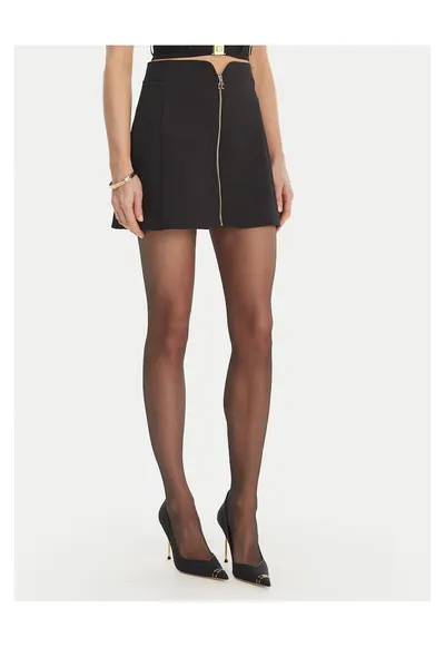 Fusta midi neagra - poliester - fermoar