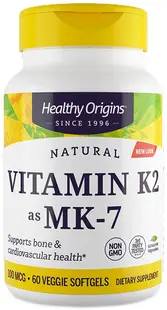 VItamin K2, 100 mcg, 60 capsule gelatinoase moi, Healthy Origins