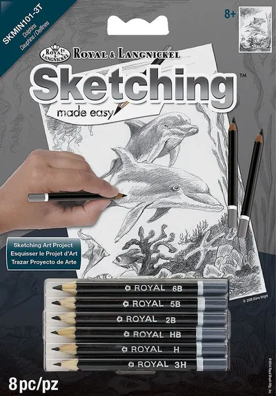Set pentru desen grafic Royal - Delfini, 14 x 18 cm