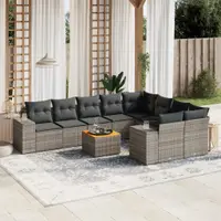 Gossi set mobilier de gradina cu perne, 10 piese, gri, poliratan