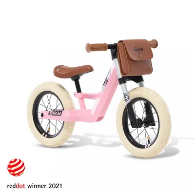Bicicleta copii fara pedale Berg Biky Retro Pink 12 inch, anvelope pneumatice, scaun reglabil pe inaltime 32-45 cm, inaltime utilizator 90-120 cm, greutate maxima utilizator 30 kg, varsta 2,5-5 ani