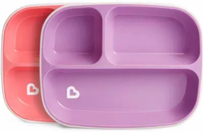 Set Munchkin - 2 farfurii cu compartimente, roz și mov