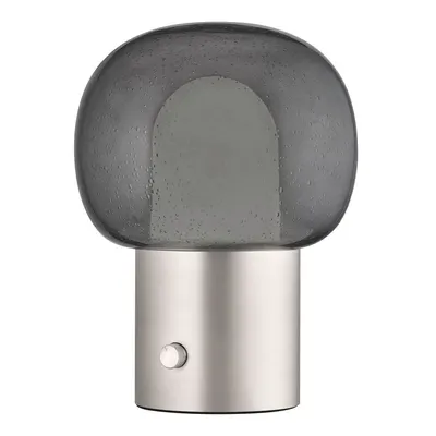 Veioză argintie LED din aluminiu cu abajur din sticlă (înălțime 32 cm) Iris – Blomus