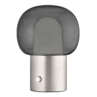 Veioză argintie LED din aluminiu cu abajur din sticlă (înălțime 32 cm) Iris – Blomus