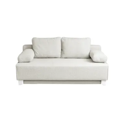 Canapea YASMIN II BUCLE extensibila, 3 locuri, cu arcuri si lada depozitare, bej, 190x100x90 cm