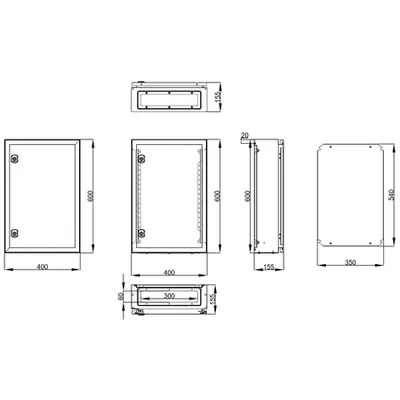 Cofret metal o usa IP65 600x400x155 mm