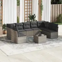 Gossi set mobilier de gradina cu perne, 10 piese, gri, poliratan