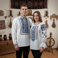 Set Traditional Cuplu 621 Camasi traditionale cu broderie