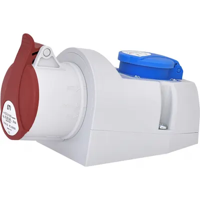 Priza combinata industriala ETI EZCZ-S-1653 16A 5P 400V si Schuko 230V IP44 aplicata