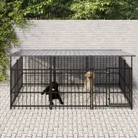 vidaXL Padoc pentru câini de exterior cu acoperiș, 3,75 m², oțel