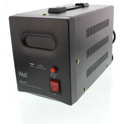 Stabilizator automat de tensiune cu releu 2000VA/1200W, negru Well AVR-REL-GUARD2000-WL