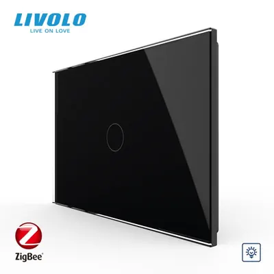 Intrerupator simplu, standard italian, dimabil, wireless Protocol Zigbee, cu panou sticla, 3M Negru