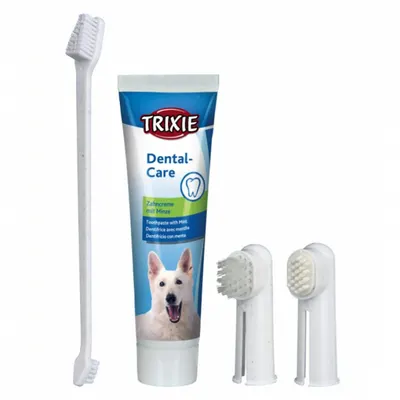 Set igiena dentara pasta periuta de dinti pentru caini Trixie