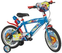 Bicicleta copii Toimsa Superman 16 inch, cu roti ajutatoare si sticluta de apa cu suport,de la 5 ani, inaltimea recomandata intre 110-120 cm, scaun si ghidon reglabile pe inaltime