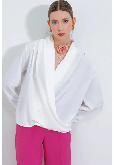 Bluza dama - HiCCUP - croiala lejera - poliester/lycra - alb