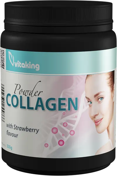 Colagen cu vitamina C cu gust de capsuni, 330g, Vitaking