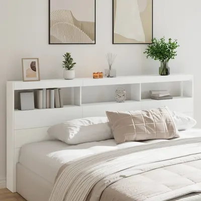 vidaXL Tăblie cu dulap și LED, alb, 220x17x102 cm