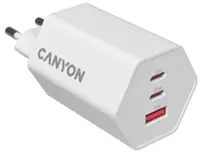 Încărcător Canyon - Hexagon 65 GaN, USB-A/C, 65W, alb