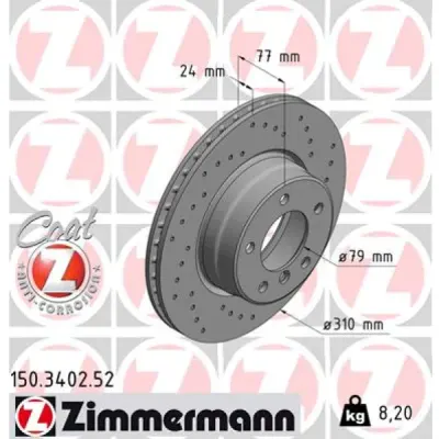 Disc frana ZIMMERMANN 150.3402.52